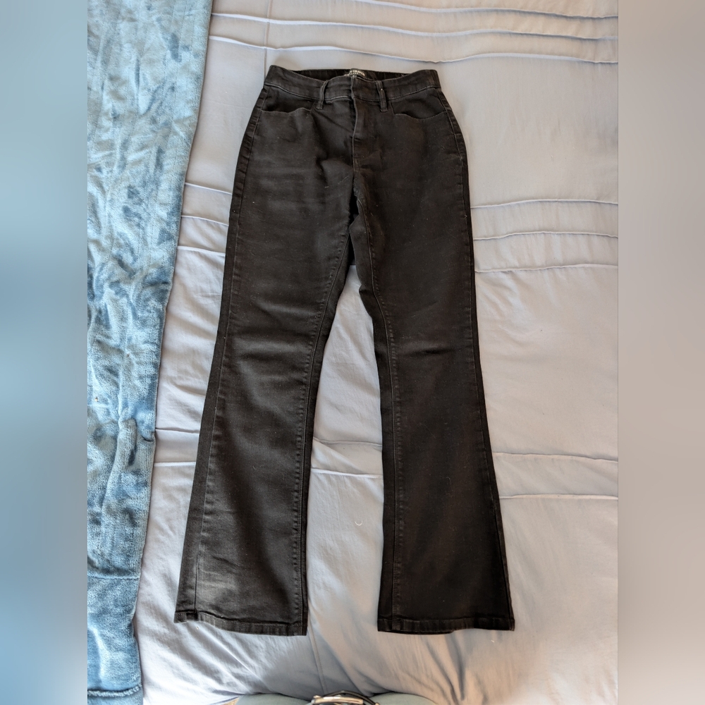 Susan Graver Straight Leg Black Jeans Size 2 Bootcut Fits Like A 4/6